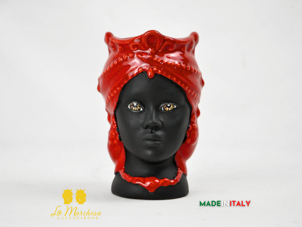 Teste di Moro Satinato in Ceramica di Caltagirone 15cm - Colori Assortiti
