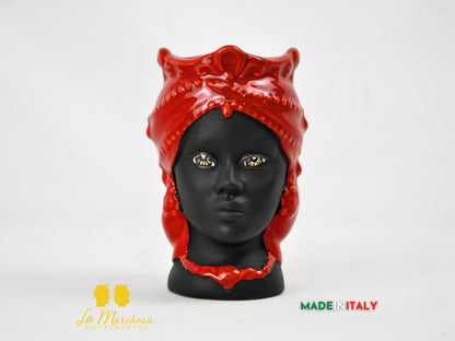 Teste di Moro Satinato in Ceramica di Caltagirone 15cm - Colori Assortiti