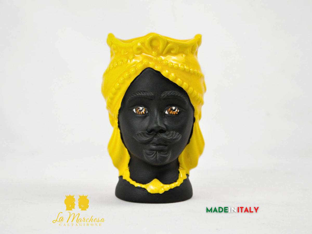 Teste di Moro Satinato in Ceramica di Caltagirone 15cm - Colori Assortiti
