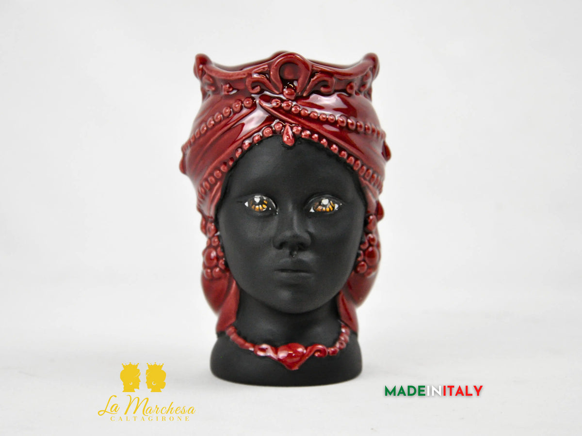 Teste di Moro Satinato in Ceramica di Caltagirone 15cm - Colori Assortiti