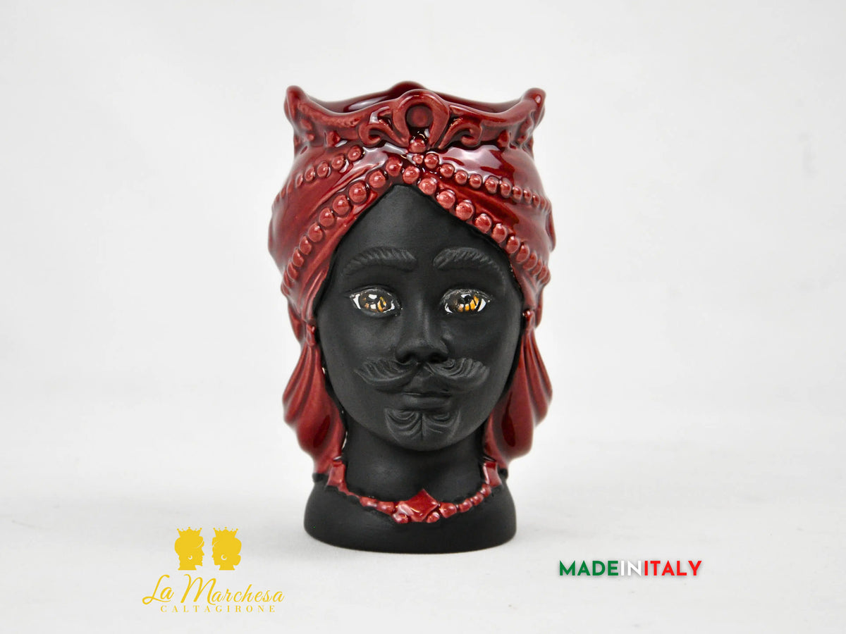 Teste di Moro Satinato in Ceramica di Caltagirone 15cm - Colori Assortiti