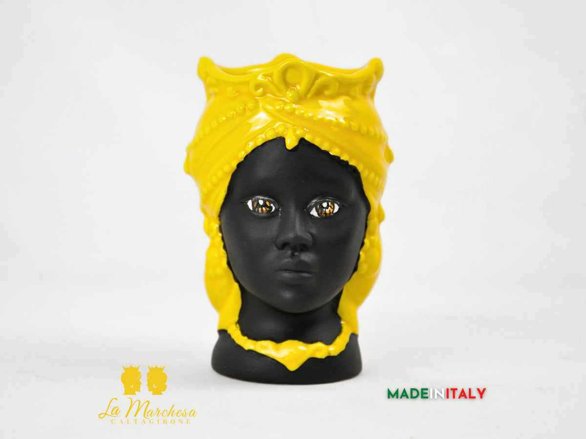 Teste di Moro Satinato in Ceramica di Caltagirone 15cm - Colori Assortiti