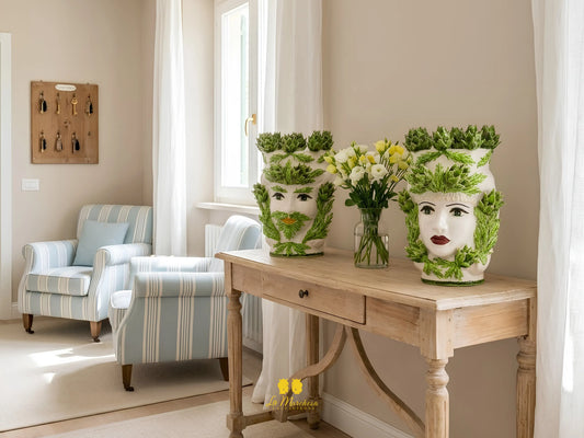 Teste di Moro Siciliane Carciofi in Ceramica di Caltagirone 39cm