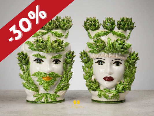 Teste di Moro Siciliane Carciofi in Ceramica di Caltagirone 39cm