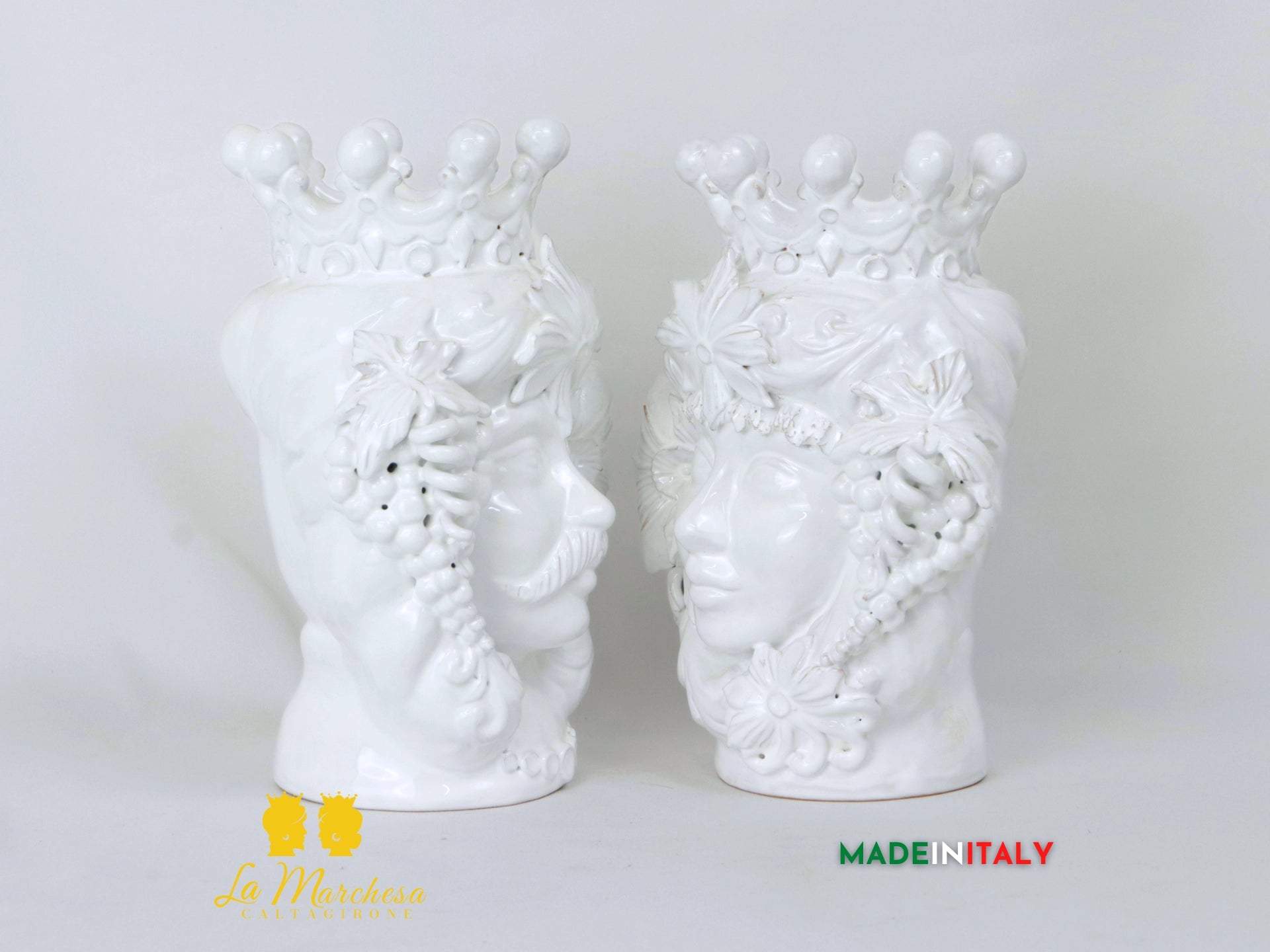 Teste di Moro in Ceramica di Caltagirone bianche frutta