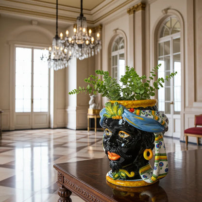 Teste di Moro Turbante in Ceramica di Caltagirone 31 cm