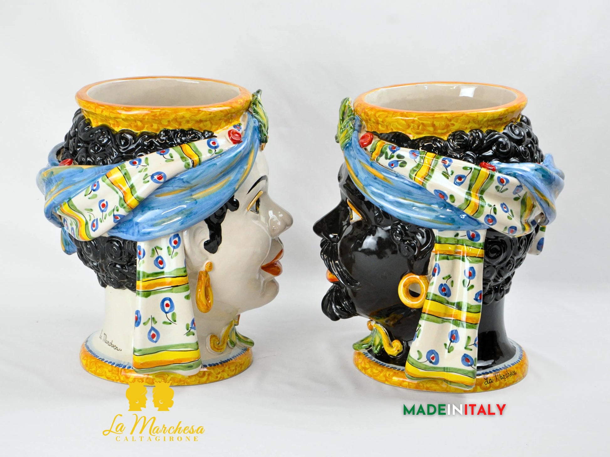 Teste di Moro Turbante in Ceramica di Caltagirone 31 cm