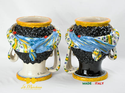 Teste di Moro Turbante in Ceramica di Caltagirone 31 cm