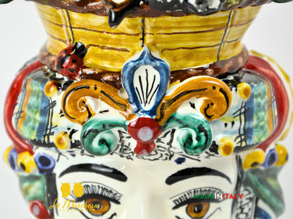 Teste di Moro Cesto Fichi D'India in Ceramica di Caltagirone 31cmTeste di Moro Cesto Fichi D'India in Ceramica di Caltagirone 31cm