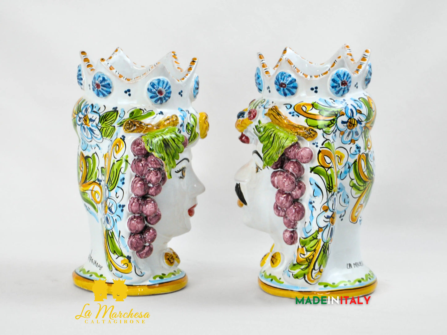 Teste di Moro Uva in Ceramica di Caltagirone 27cm
