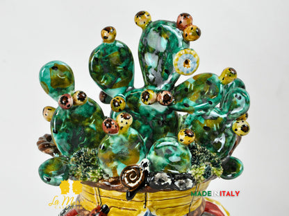 Teste di Moro Cesto Fichi D'India in Ceramica di Caltagirone 31cm