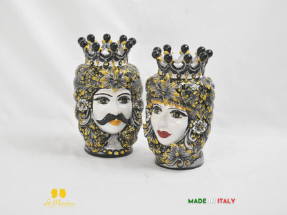 Teste di Moro ceramica di Caltagirone classiche Nero Giallo altezza 25cm
