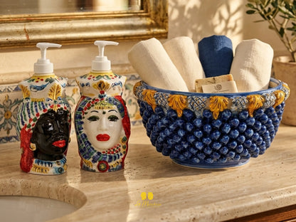 Teste di Moro con Dispenser in Ceramica di Caltagirone 14cm - Vari Modelli