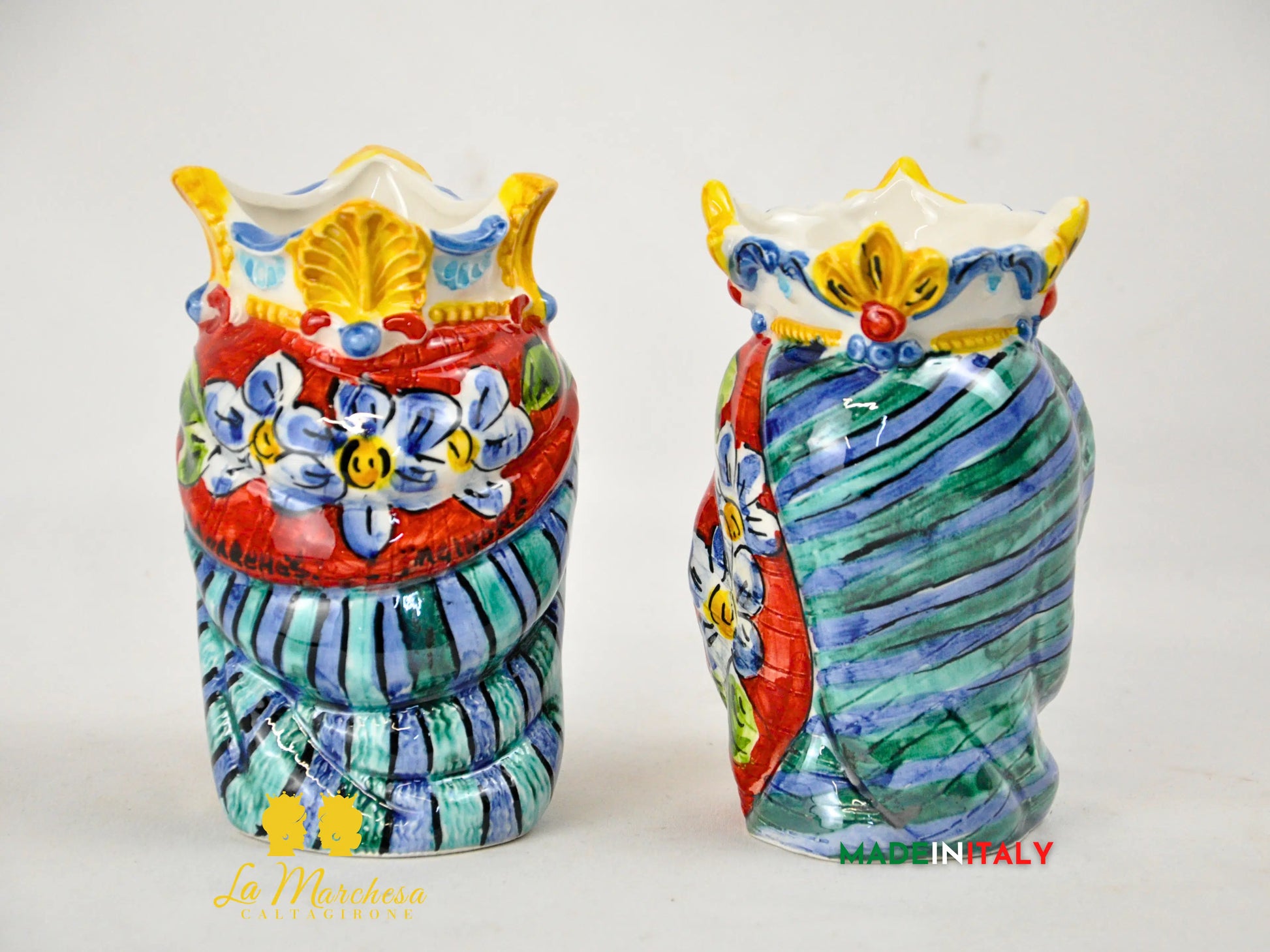 Teste di Moro in Ceramica di Caltagirone Decorate 13cm - Vari Modelli