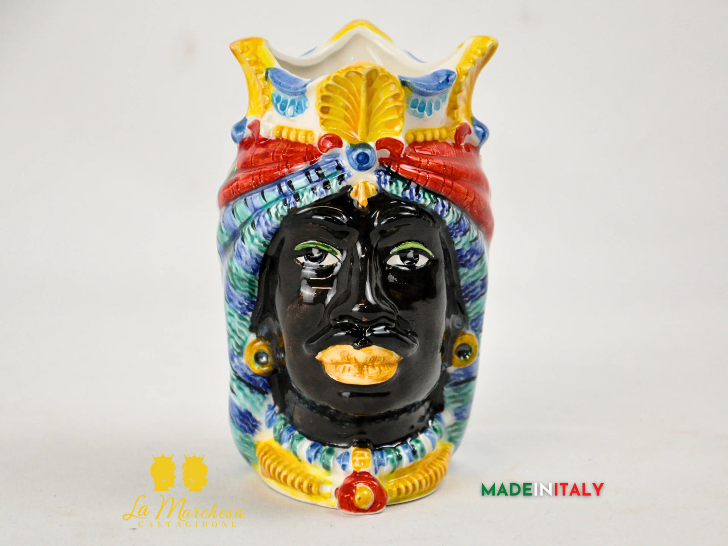 Teste di Moro in Ceramica di Caltagirone Decorate 13cm - Vari Modelli