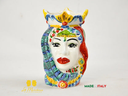 Teste di Moro in Ceramica di Caltagirone Decorate 13cm - Vari Modelli