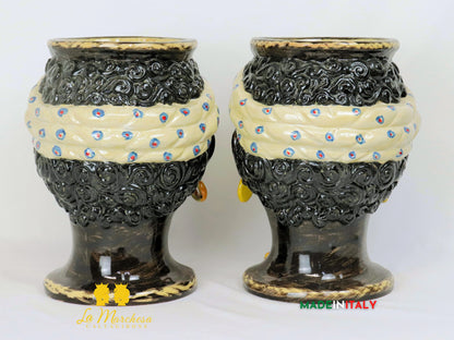 Teste di Moro in Ceramica di Caltagirone con Turbante 30cm
