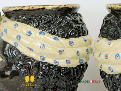 Teste di Moro in Ceramica di Caltagirone con Turbante 30cm