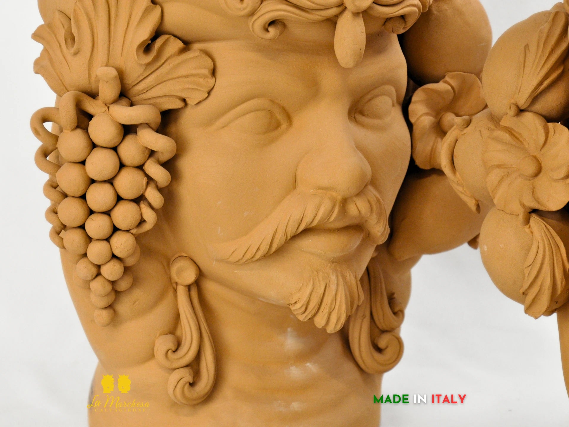 Teste di Moro in terracotta Caltagirone corona e frutta - Varie Misure