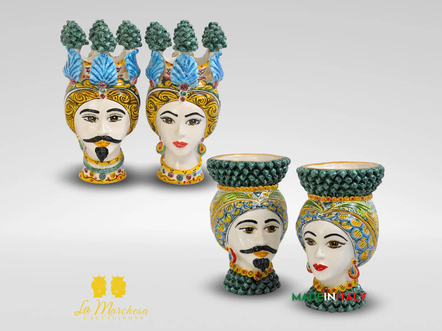 Teste di Moro in Ceramica di Caltagirone Pigna - Vari Modelli