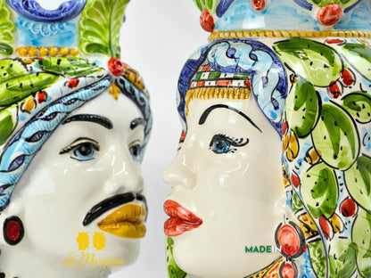 Teste di Moro Afro Carretto Siciliano in Ceramica di Caltagirone 26cm