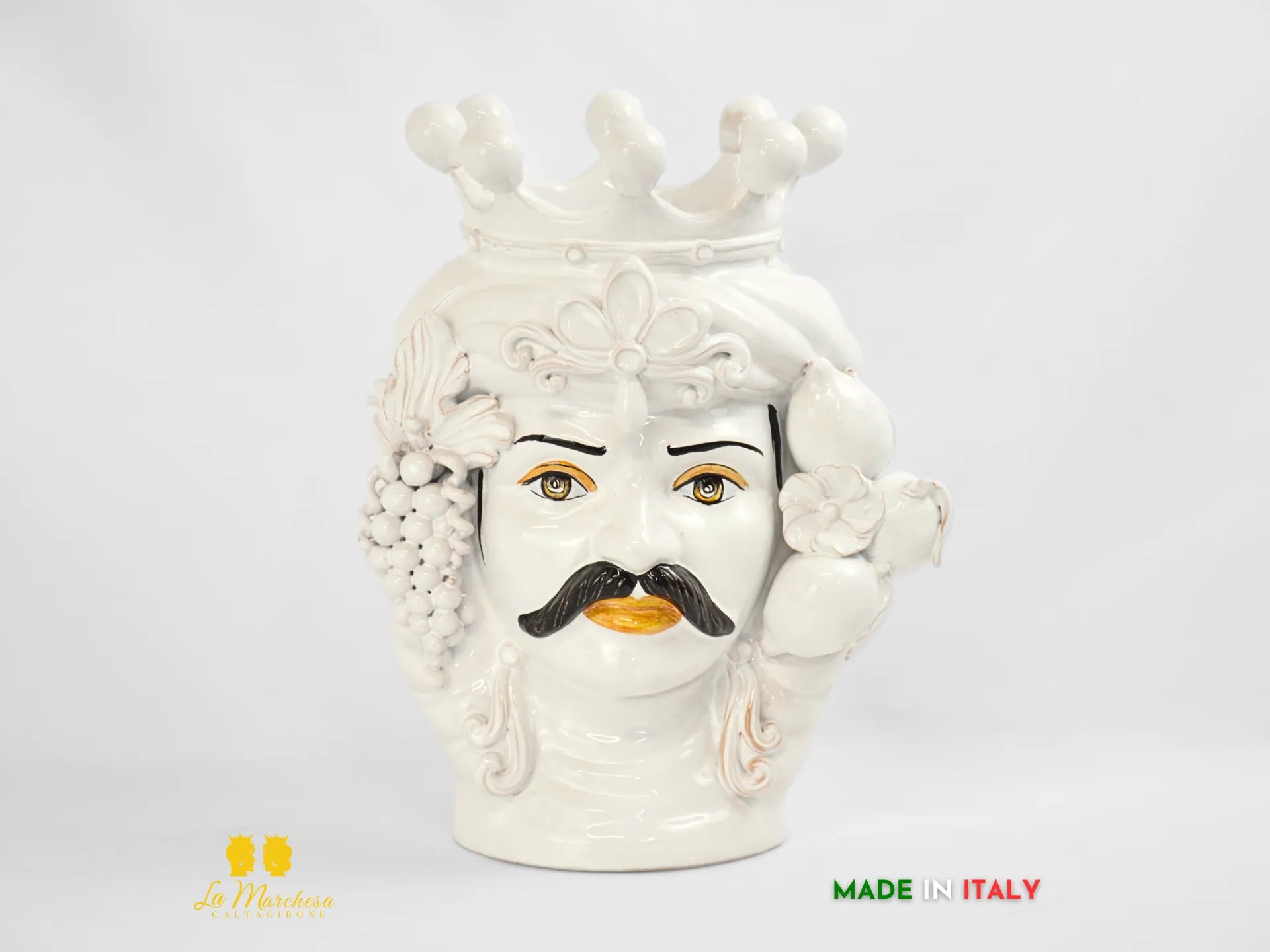 testa uomo in ceramica