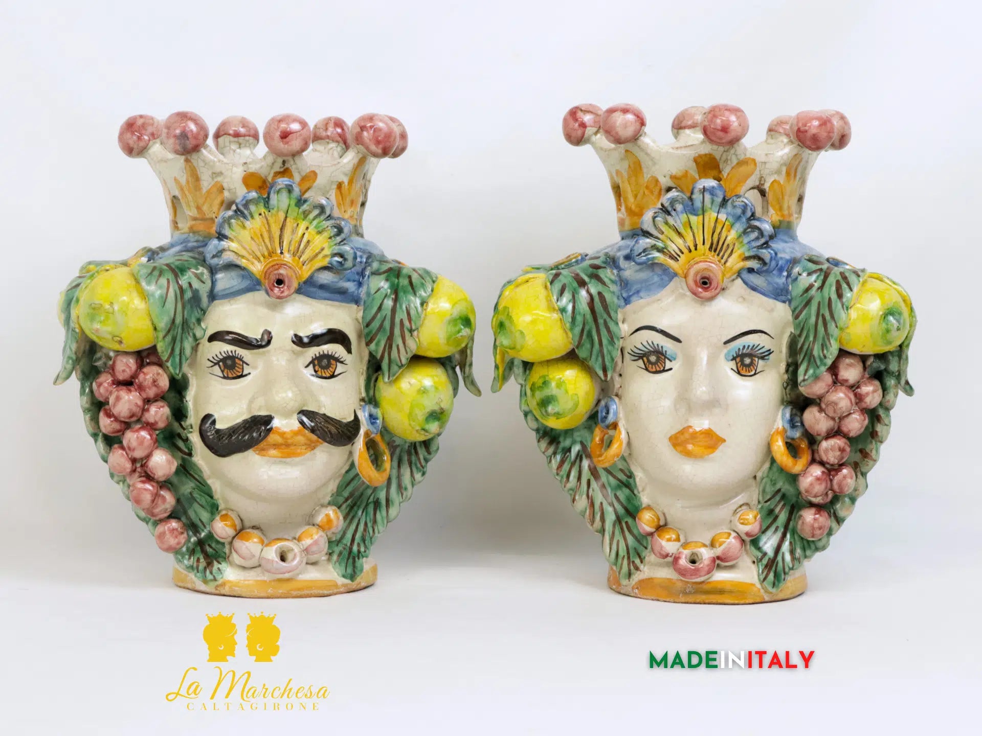 FINE SERIE - Teste di Moro Corona in Ceramica di Caltagirone 25cm - Vari Modelli