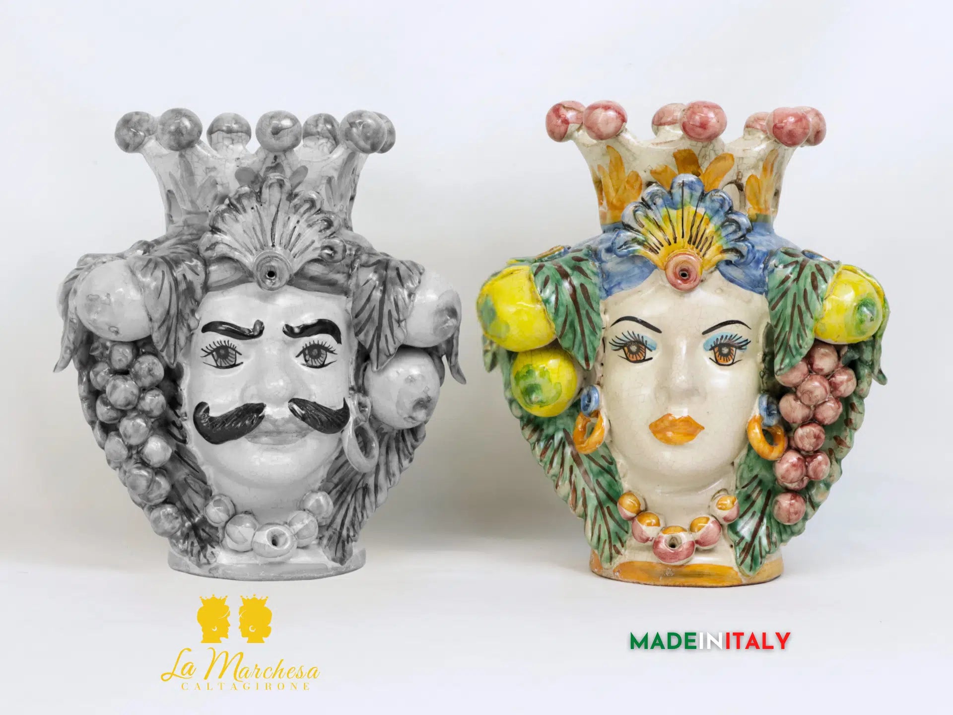 FINE SERIE - Teste di Moro Corona in Ceramica di Caltagirone 25cm - Vari Modelli