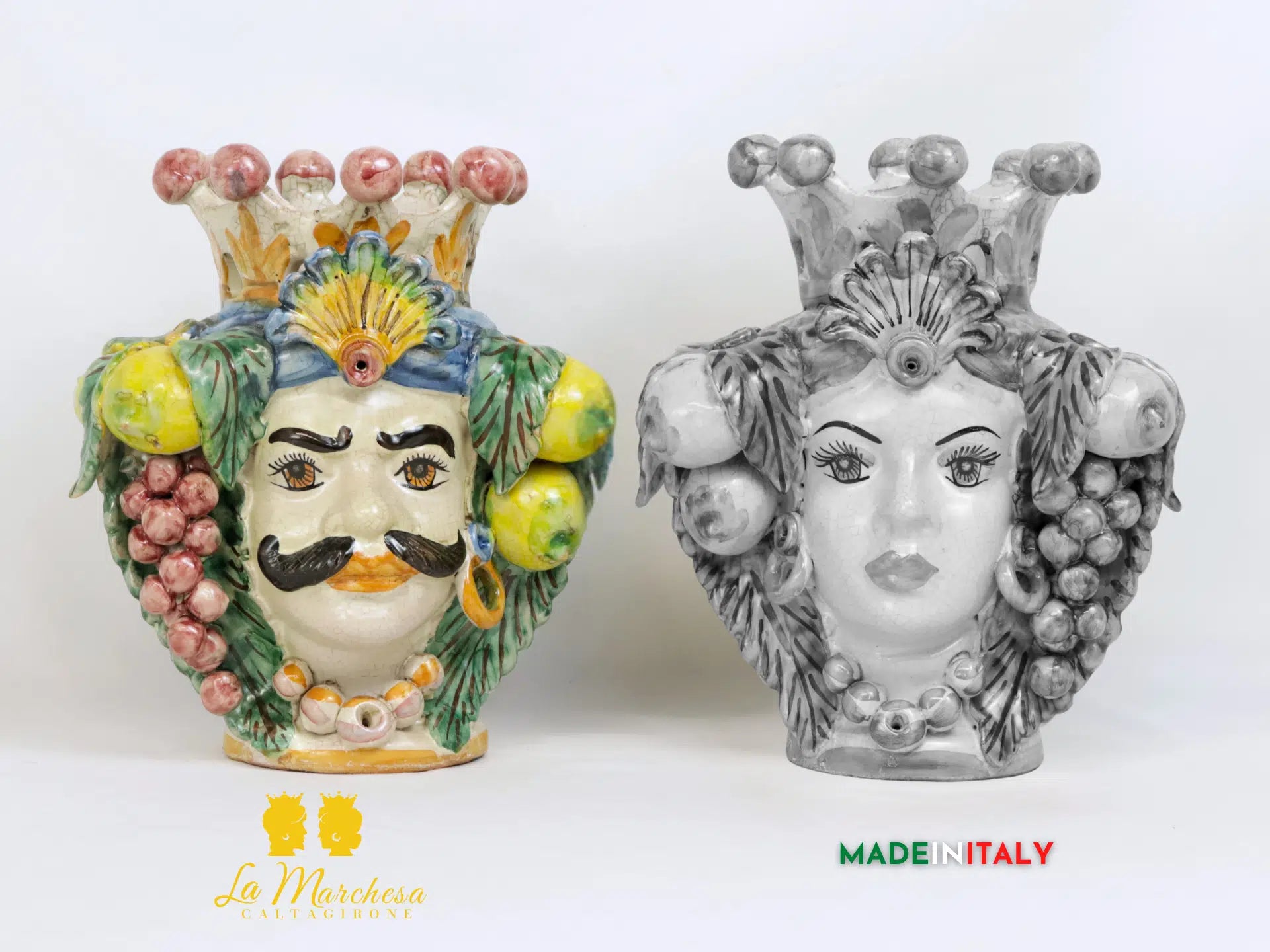 FINE SERIE - Teste di Moro Corona in Ceramica di Caltagirone 25cm - Vari Modelli