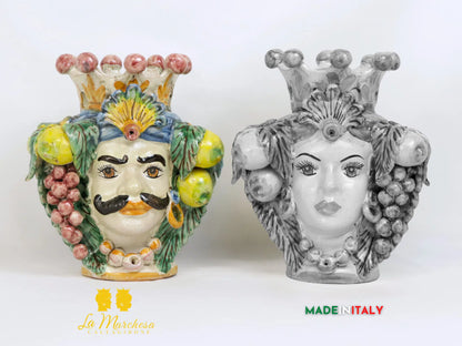 FINE SERIE - Teste di Moro Corona in Ceramica di Caltagirone 25cm - Vari Modelli