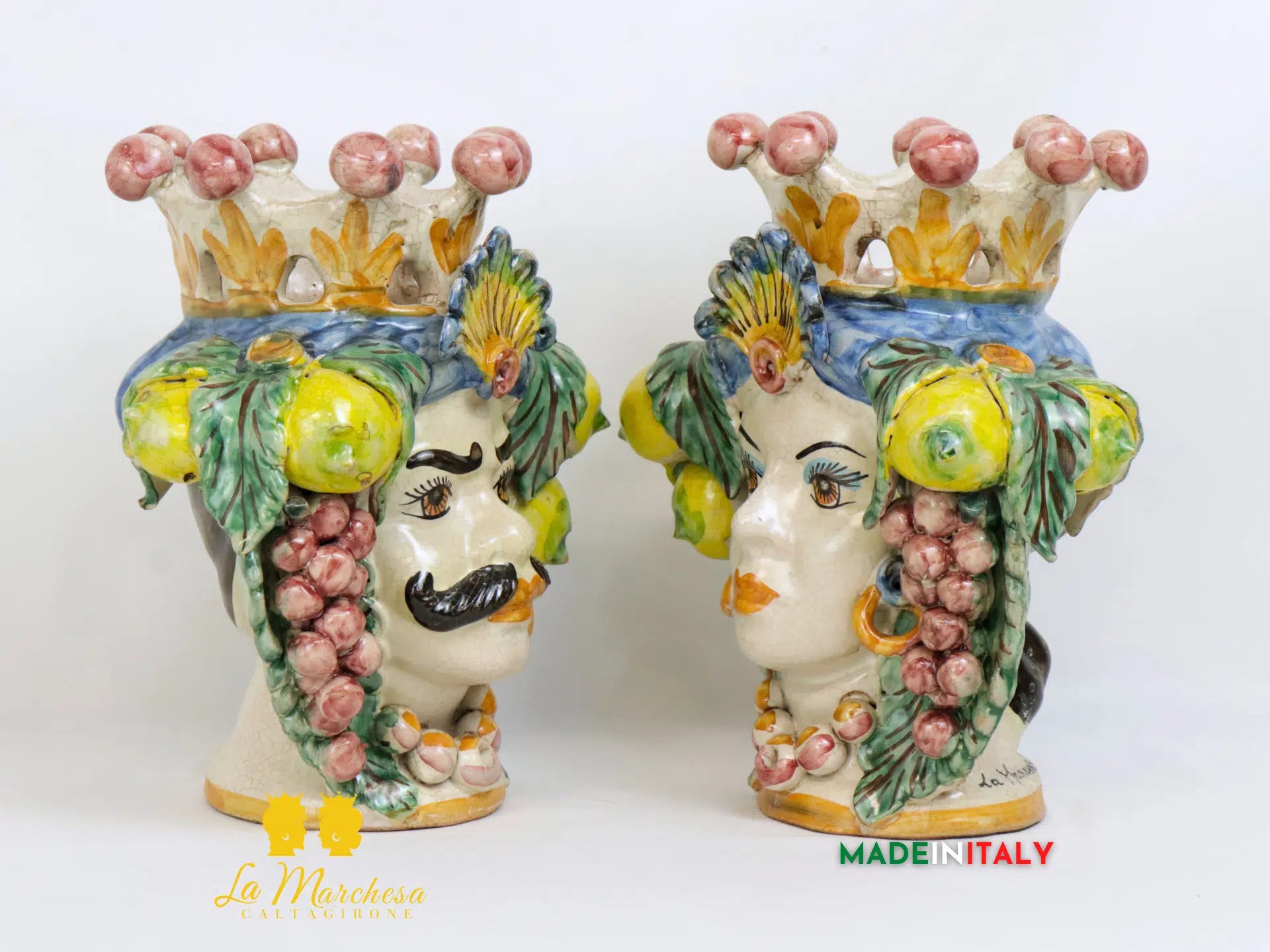 FINE SERIE - Teste di Moro Corona in Ceramica di Caltagirone 25cm - Vari Modelli