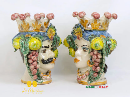 FINE SERIE - Teste di Moro Corona in Ceramica di Caltagirone 25cm - Vari Modelli