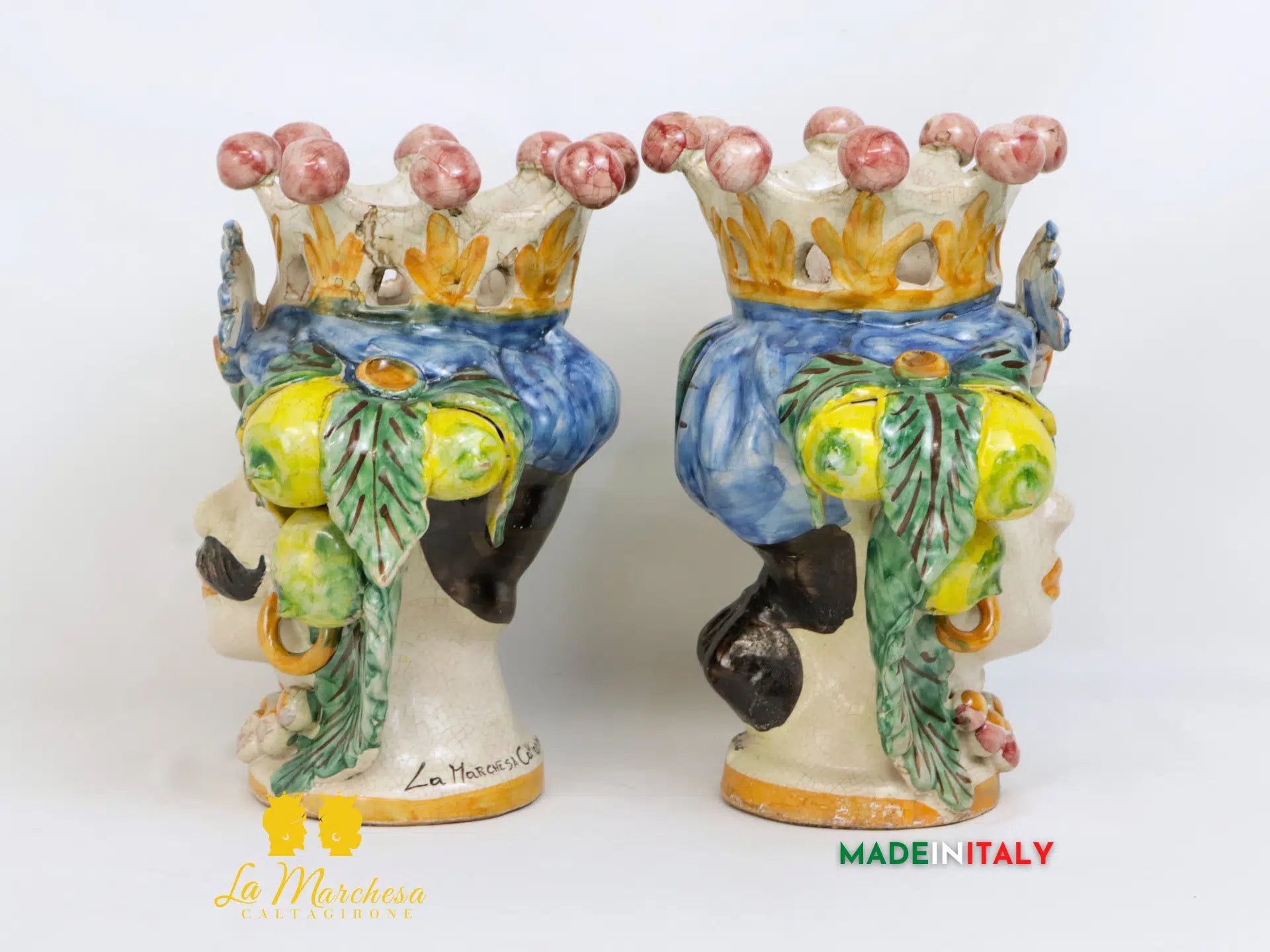 FINE SERIE - Teste di Moro Corona in Ceramica di Caltagirone 25cm - Vari Modelli
