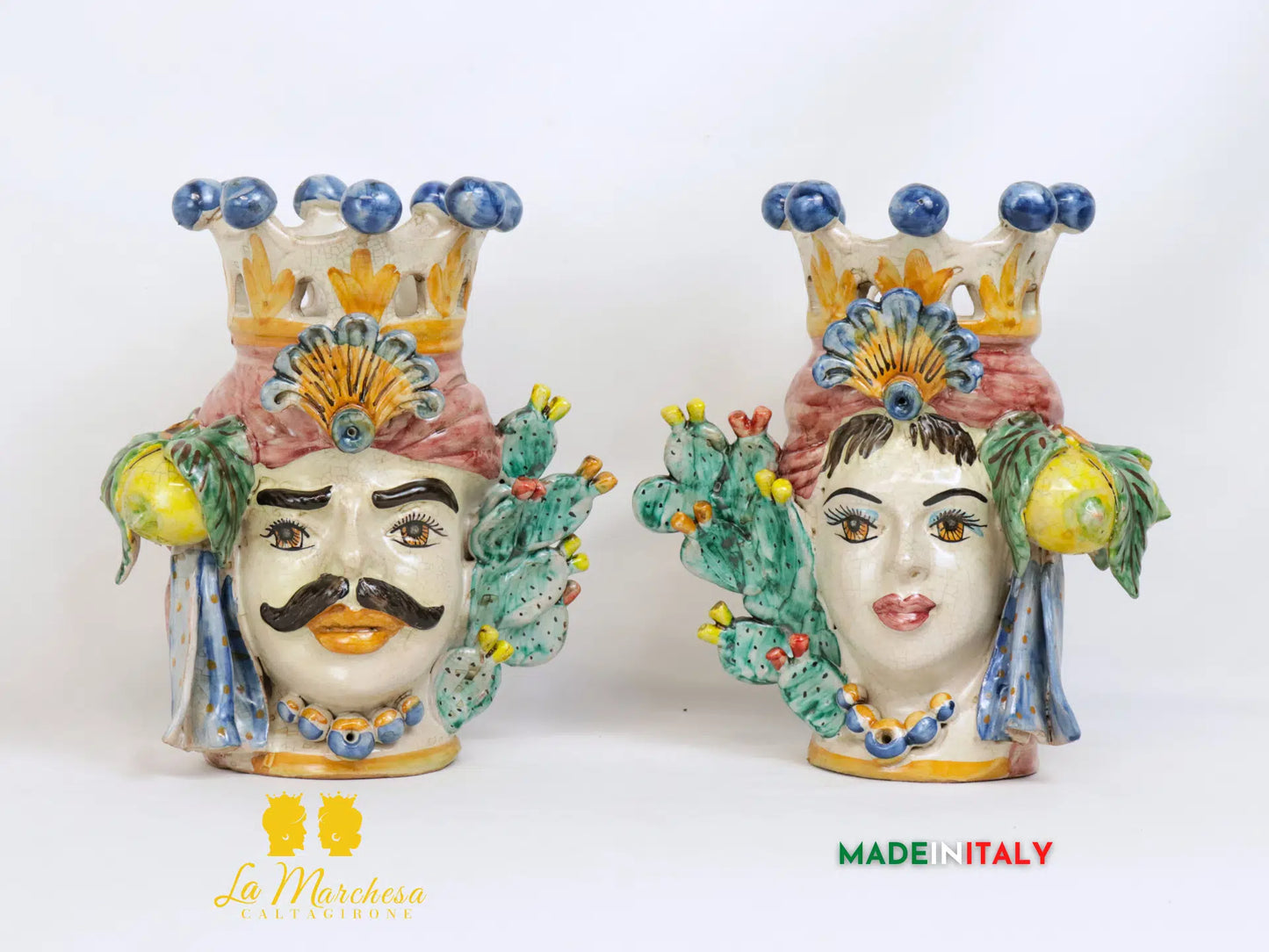 FINE SERIE - Teste di Moro Corona in Ceramica di Caltagirone 25cm - Vari Modelli