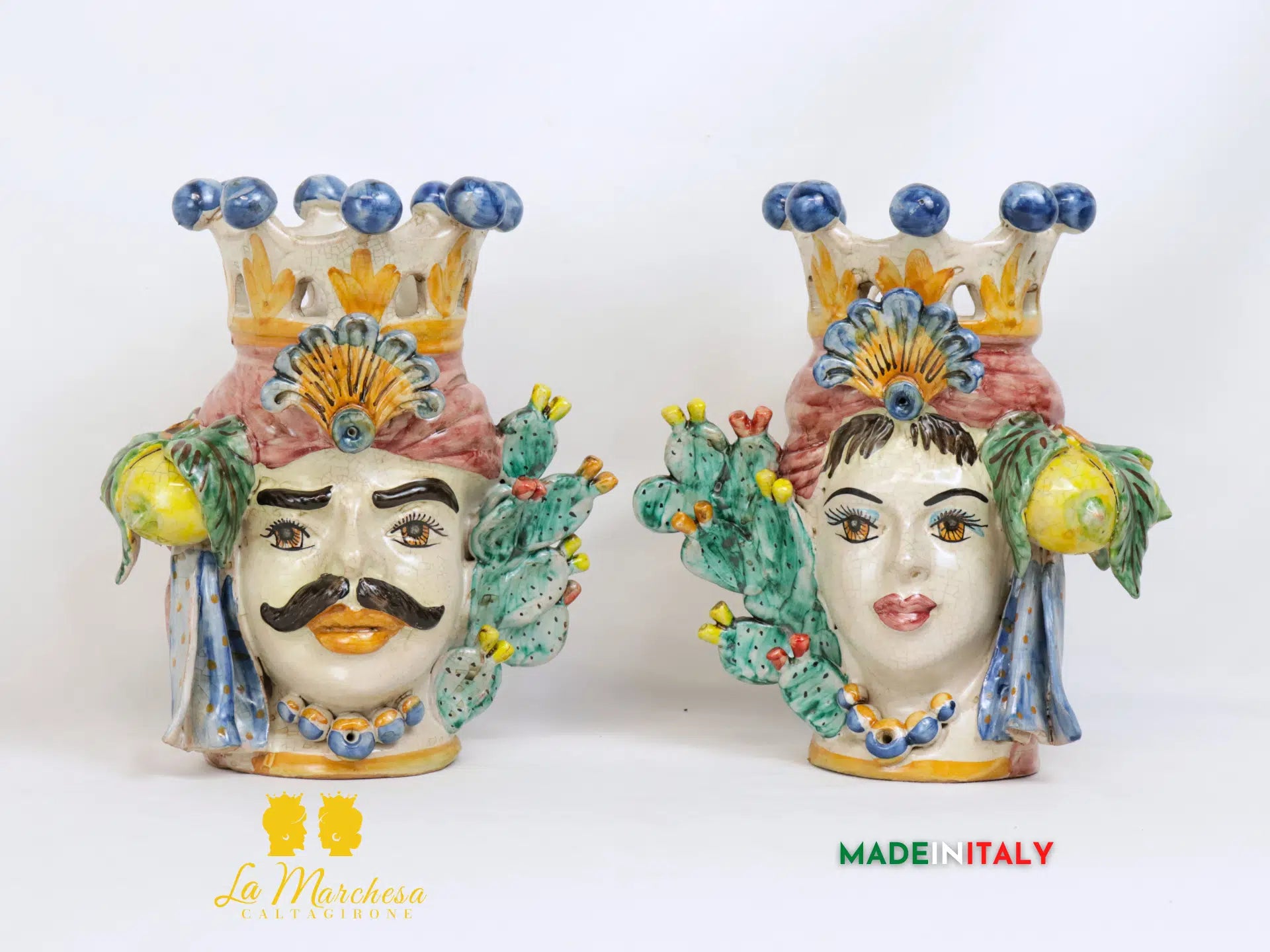 FINE SERIE - Teste di Moro Corona in Ceramica di Caltagirone 25cm - Vari Modelli