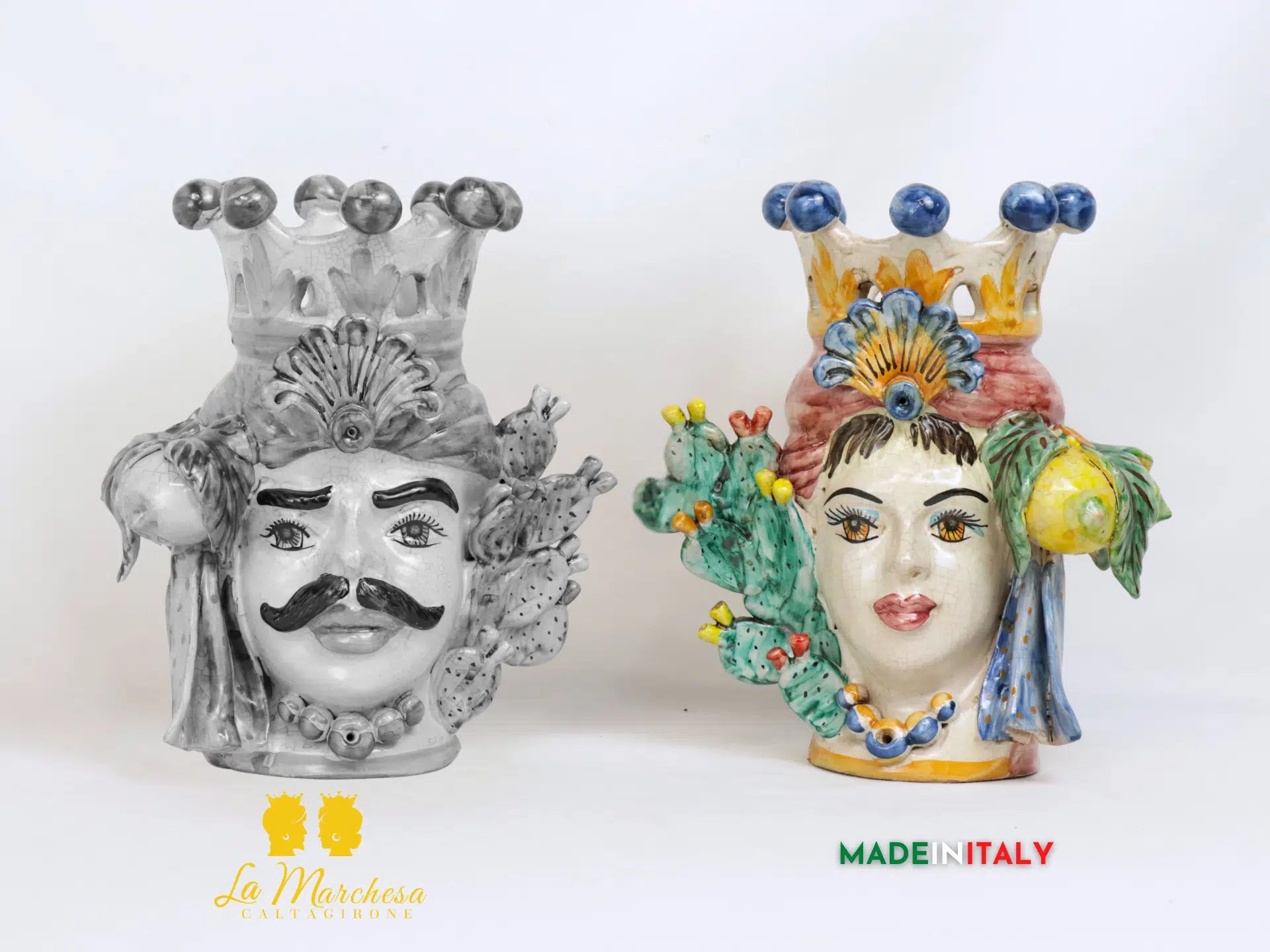FINE SERIE - Teste di Moro Corona in Ceramica di Caltagirone 25cm - Vari Modelli