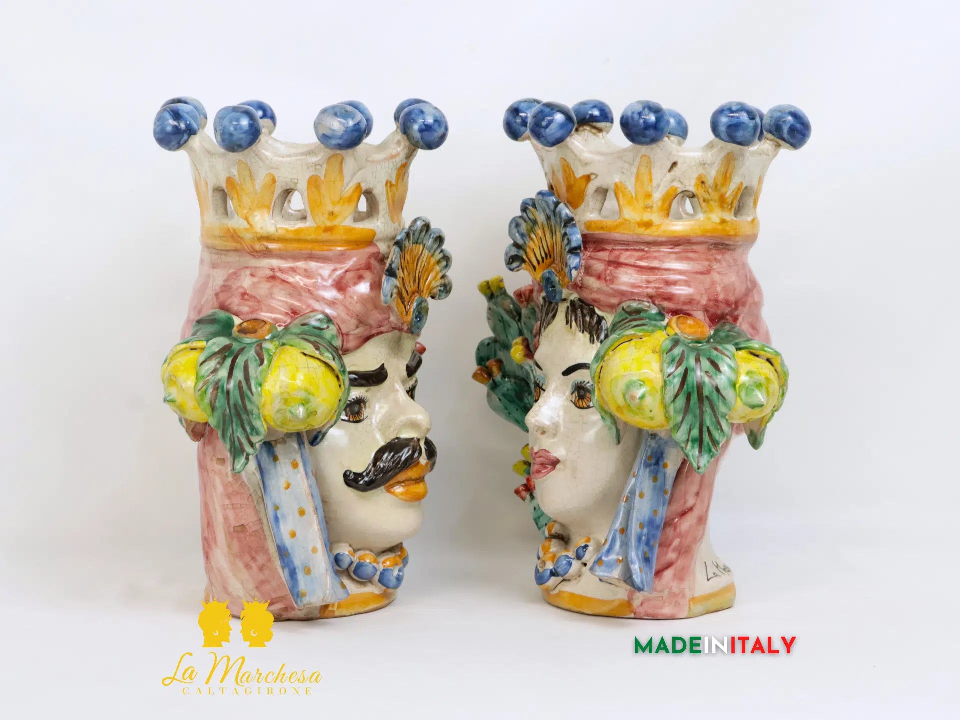 FINE SERIE - Teste di Moro Corona in Ceramica di Caltagirone 25cm - Vari Modelli
