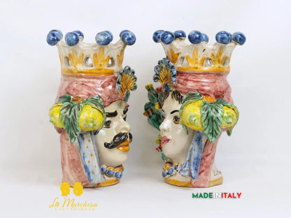 FINE SERIE - Teste di Moro Corona in Ceramica di Caltagirone 25cm - Vari Modelli
