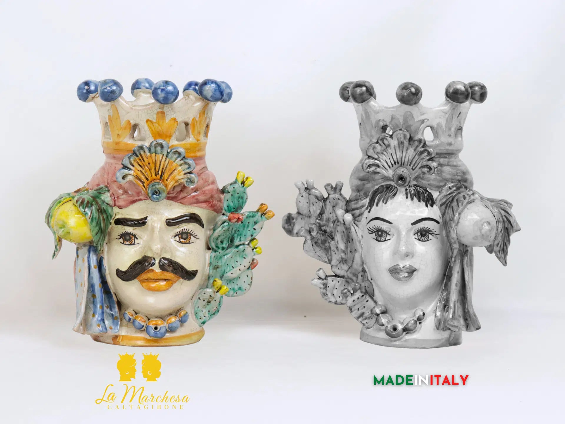 FINE SERIE - Teste di Moro Corona in Ceramica di Caltagirone 25cm - Vari Modelli