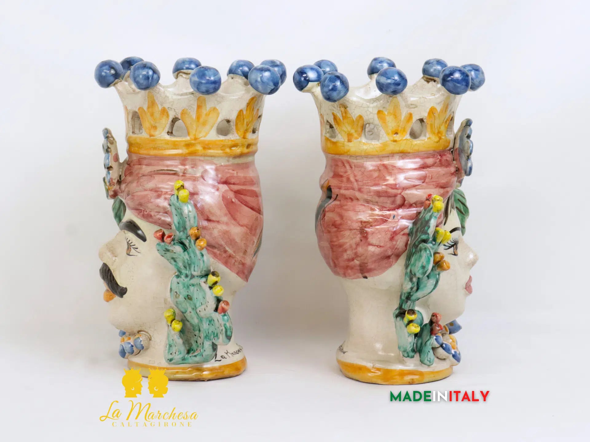 FINE SERIE - Teste di Moro Corona in Ceramica di Caltagirone 25cm - Vari Modelli