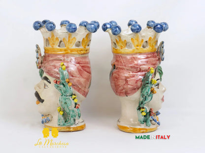 FINE SERIE - Teste di Moro Corona in Ceramica di Caltagirone 25cm - Vari Modelli