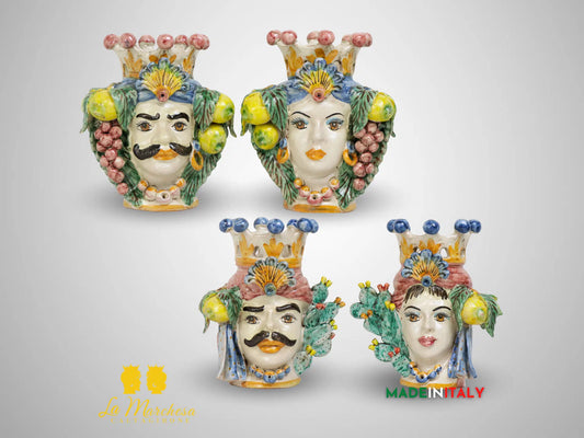 FINE SERIE - Teste di Moro Corona in Ceramica di Caltagirone 25cm - Vari Modelli