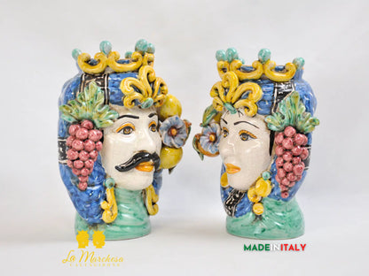 Teste di Moro Ortigia con Corona in Ceramica di Caltagirone 21cm - Vari Modelli