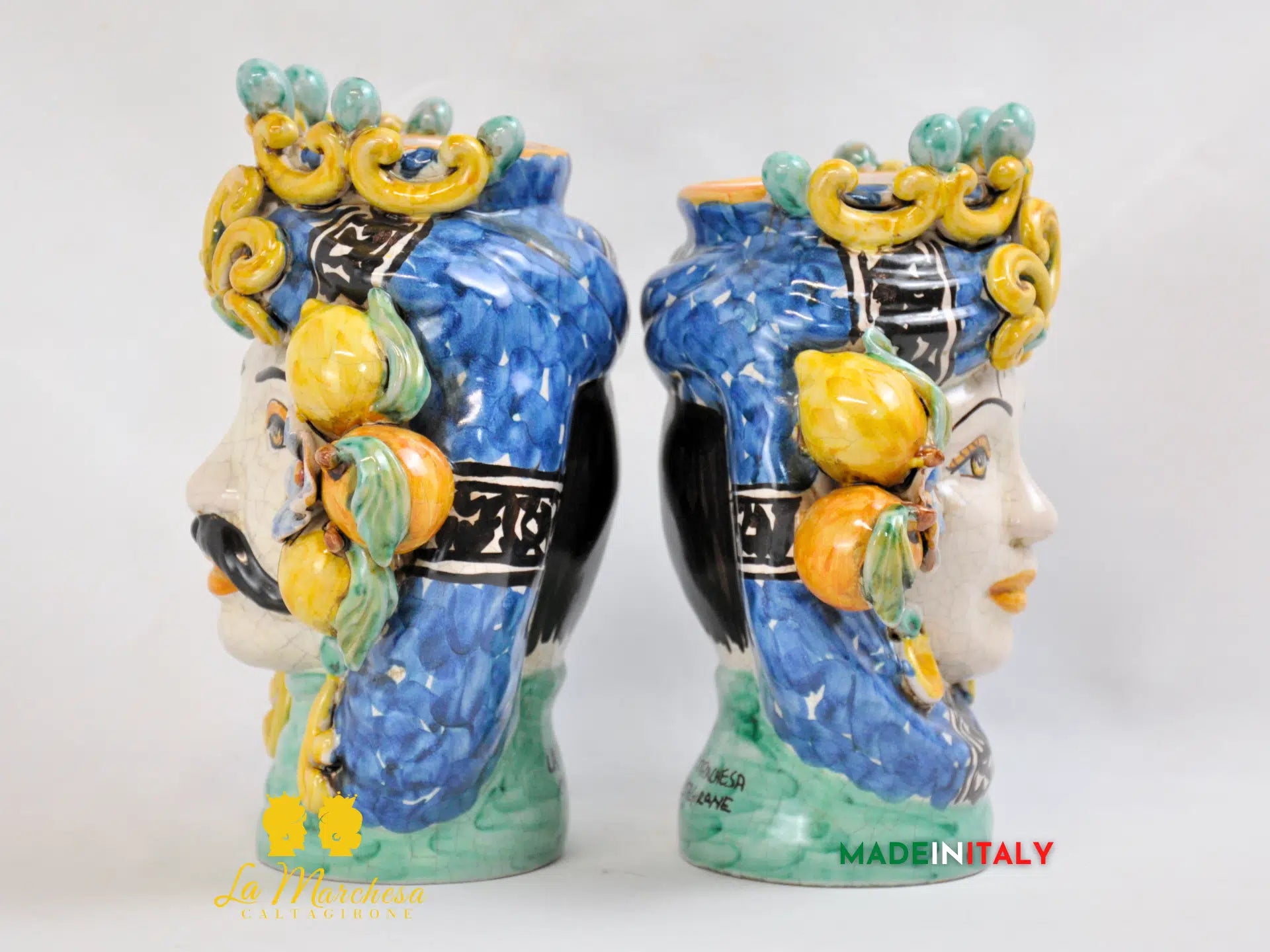 Teste di Moro Ortigia con Corona in Ceramica di Caltagirone 21cm - Vari Modelli