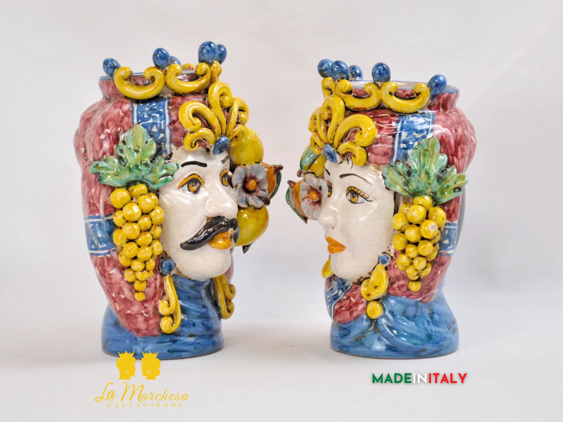 Teste di Moro Ortigia con Corona in Ceramica di Caltagirone 21cm - Vari Modelli