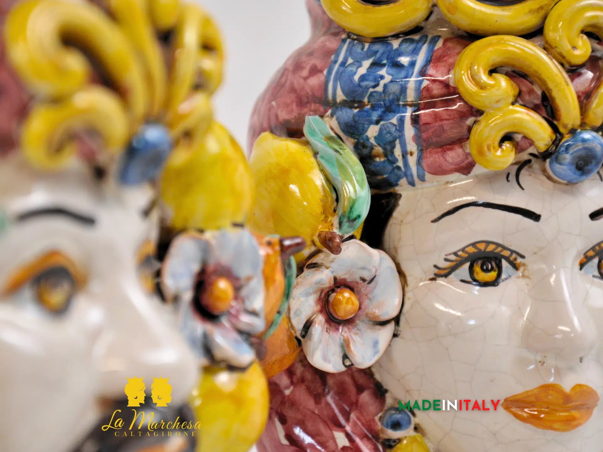 Teste di Moro Ortigia con Corona in Ceramica di Caltagirone 21cm - Vari Modelli
