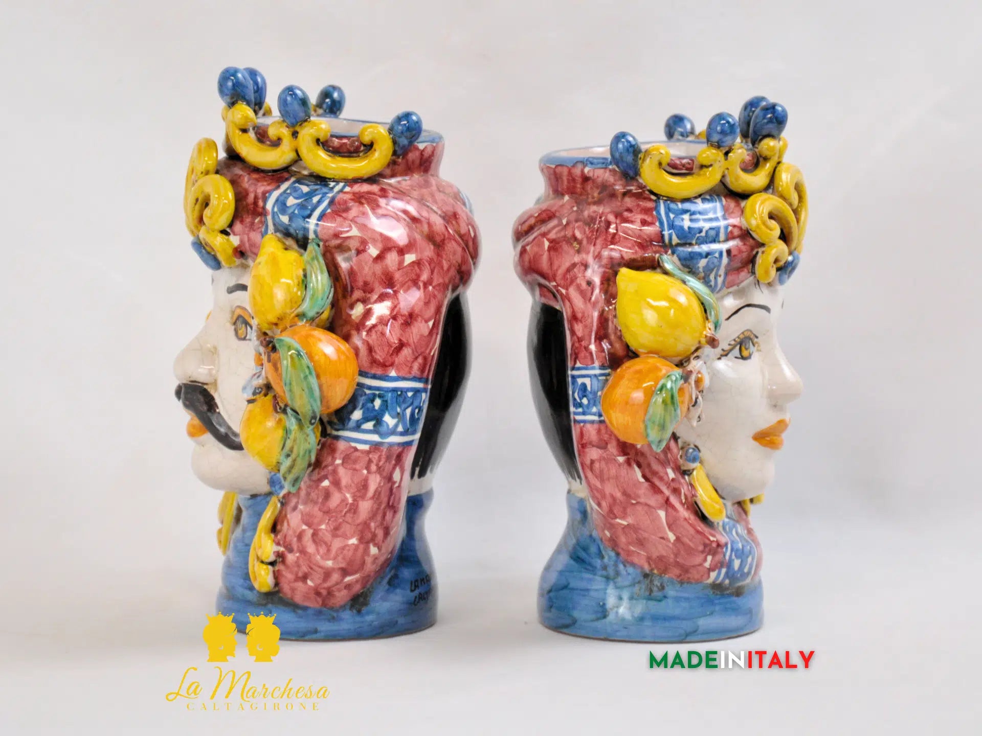 Teste di Moro Ortigia con Corona in Ceramica di Caltagirone 21cm - Vari Modelli