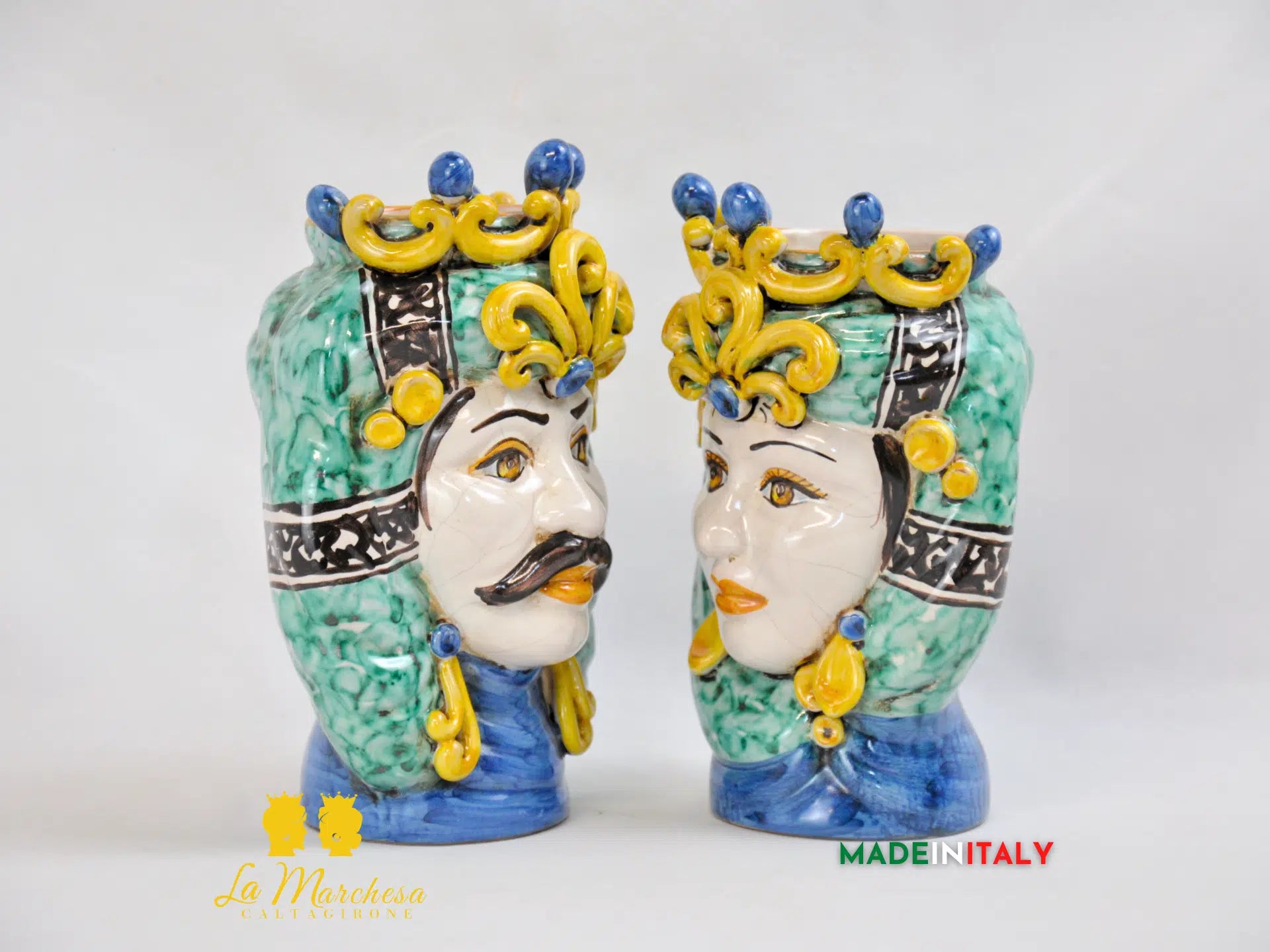 Teste di Moro Ortigia con Corona in Ceramica di Caltagirone 21cm - Vari Modelli