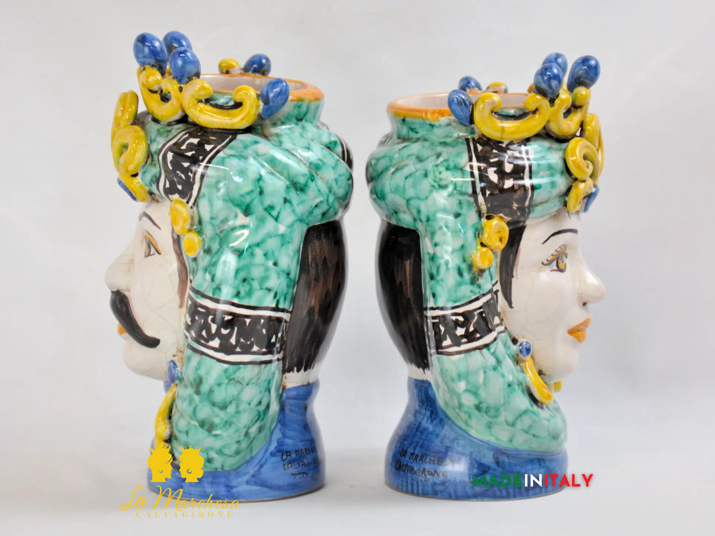 Teste di Moro Ortigia con Corona in Ceramica di Caltagirone 21cm - Vari Modelli
