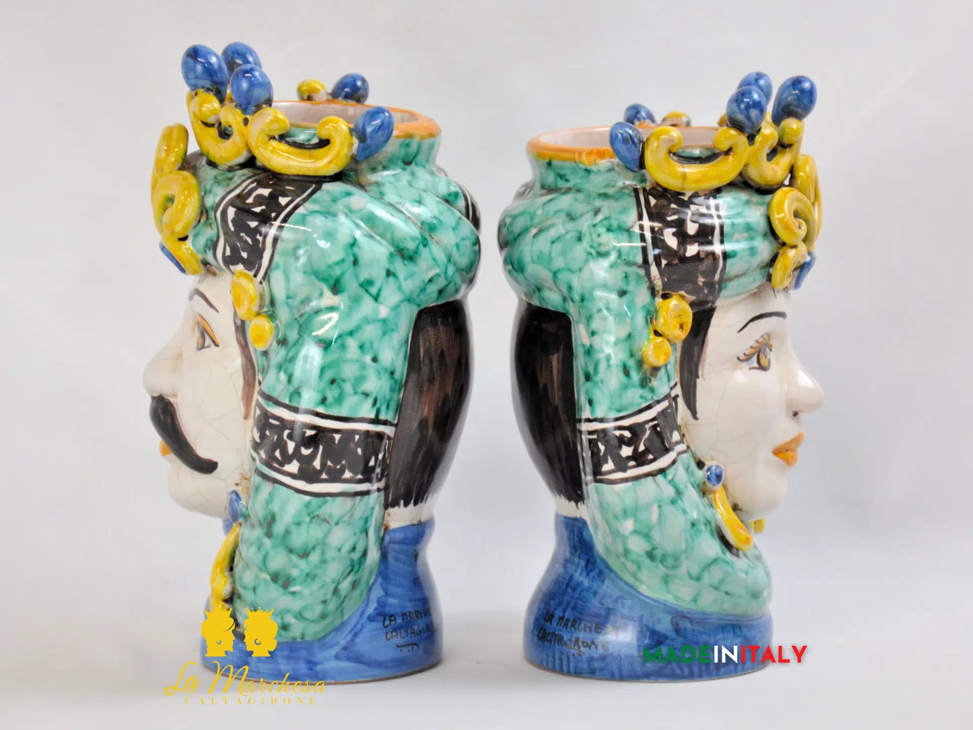 Teste di Moro Ortigia con Corona in Ceramica di Caltagirone 21cm - Vari Modelli